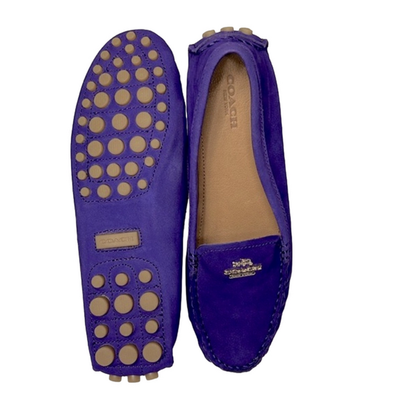 Coach Shoes - COACH Nancy Loafer Driver Moccasin Suede Shoes Comfort Grips Royal Purple 7.5